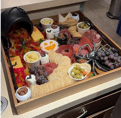 Serving Tray with Handles, 22 inch Large Square Ottoman Tray Coffee Table Tray, Wooden Trays Decorative Trays for Party, Food Serving, Breakfast, Dinner, Coffee Tea, Appetizers - color: Square Tray -22 Inch