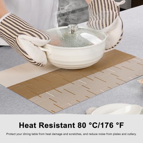 Placemats Set of 4, Vinyl Woven Heat-Resistant Place Mats - color: Beige Light Brown, size: Set of 4