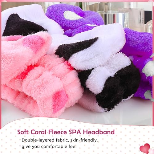 WSYUB 3PCS Spa Headbands, Headbands for Face Washing - color: Pink, purple and white with round dot