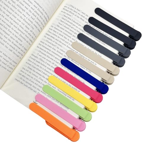 12Pcs Automatic Bookmark, Silicone Smart Book Marks for Reading Women, Men, Kids, Book Markers Clip Reading Accessories Gifts for Book Lovers (2 Dark Grey+2 Light Grey+2 Beige+Colorful 6pcs) - color: 2 Dark Grey+2 Light Grey+2 Beige+colorful 6pcs