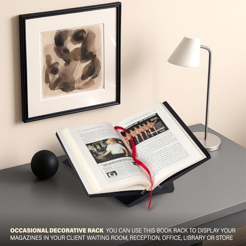 Solid Wood Book Stand for Reading and Display, Foldable Book Holder for Cookbooks, Art Books, Bibles, Magazines – Open Book Stand for Kitchen, The Front Stopper Helps Prevent Books from Sliding.