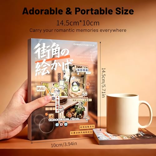 Tmtains 1000+Pcs Japanese Sticker Book for Scrapbook 30 Sheets Heisei Retro Style Korean Stickers for Journaling Aesthetic Japanese Sticker Book for Adults DIY Crafts Junk Journal (Street Corner Art) - color: Orange