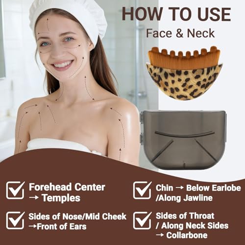 Lymphatic Contour Face Brush - 1 pcs Lymphatic Drainage Brush for Sculpting - color: Leopard Print ( 1 Pcs )
