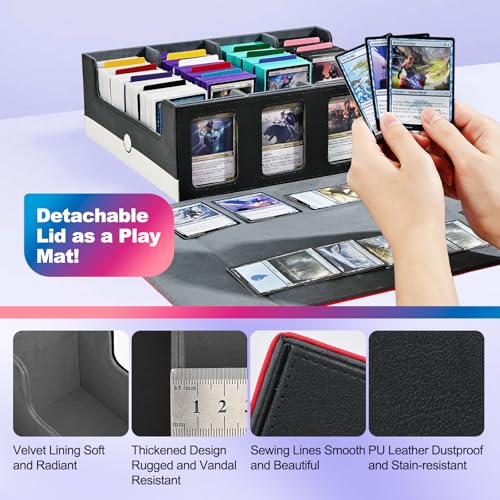 UAONO 4-Row 3000+ Trading Card Storage Box with Commander Display - color: Red&White, size: 4-row