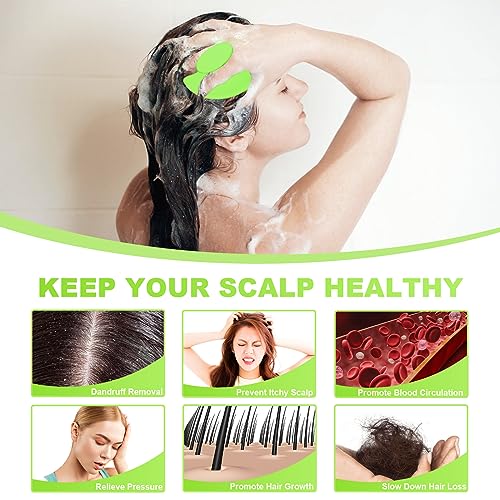 Meartchy Silicone Scalp Massager Shampoo Brush, Scalp Brush for Hair Growth & Dandruff Removal, Hair Scrubber Scalp Stimulator Exfoliator Brush with Soft Bristles for Wet Dry Scalp Care (Green) - color: Green