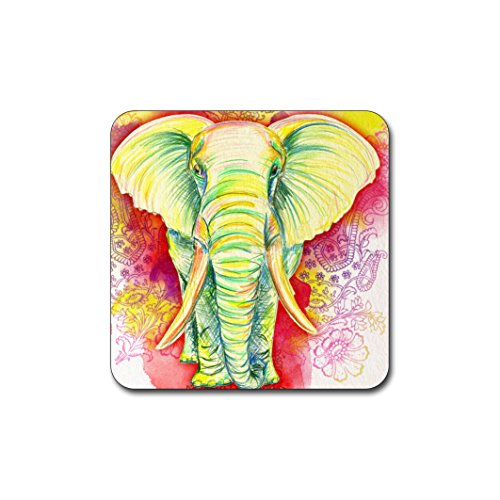 Elephant Pattern Square Coaster Set - Made of Recycled Rubber - Set of 4 - color: Elephant Pattern Square