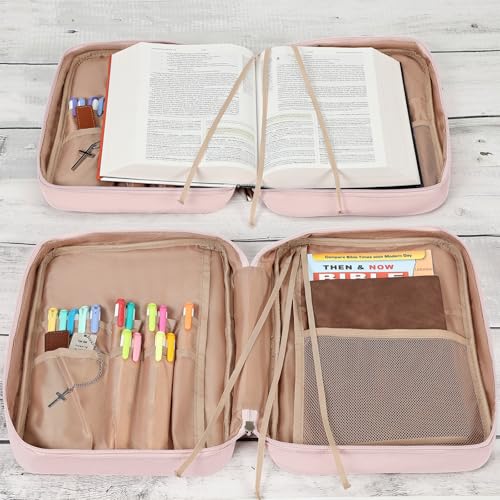 FINDCOZY Bible Cover for Women, Large Carrying Case for Regular Bible - color: Pink, size: Large