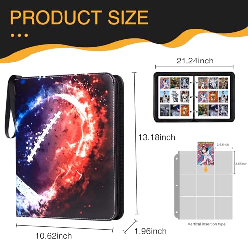 Card Binder, 9 Pocket 990 Card for Collectible Trading Card Albums - color: 990-Football-3