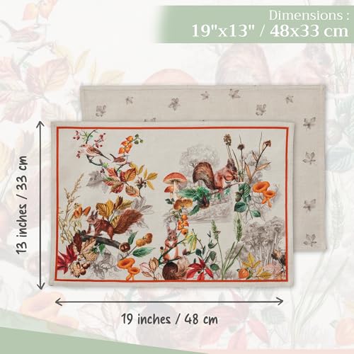 Maison d' Hermine Placemats Set of 4 Reusable 100% Cotton (13"x19") - color: 062 - Recolte, size: 13" X 19" (Pack of 4)