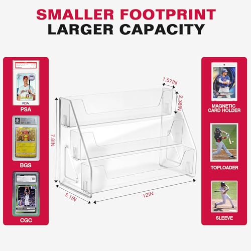 Trading Card Display Stand, Vertical Card Holder, 3-Tier, 1 Pack