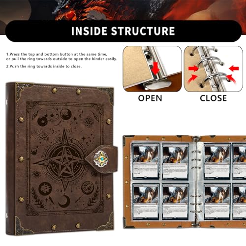 DUROTAN Trading Card Binder for MTG/YGO/PTCG/Game Cards,Holds 240 Cards - color: 7-Fantasy-GrayBrown