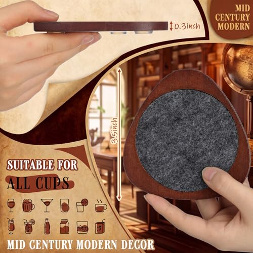 Newtay 6 Pcs Mid Century Modern Coasters Wood Absorbent Coaster,Gray - color: Gray