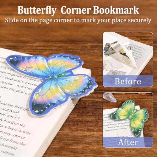 4PCS Leather Butterfly Bookmarks Set for Book, Planners，Vintage Corner Book Marks for Reading Women & Men，Unique Book Marks Gifts for Book Lovers, Reading Accessories for Students & Adults & Kids - style: Butterfly