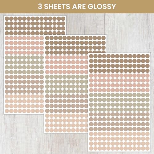 bloom daily planners Color Coding Planner Stickers - Muted Neutrals 1/4" Minimalist Dot Labels - Six Sheets, 1000+ Stickers Per Pack! - Aesthetic Boho - color: Aesthetic Boho
