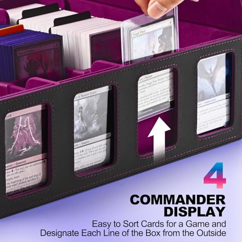 UAONO 4-Row 3000+ Trading Card Storage Box with Commander Display - color: Black&Purple, size: 4-row
