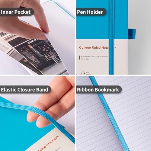 Hardcover Notebooks, A5 Lined Journals Notebook for Writing 160 Pages - color: Turquoise Blue, size: 1 Pack