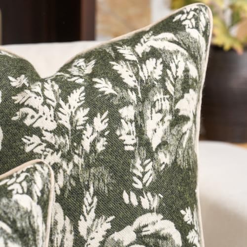Alerfa Dark Green Neutral Floral Pillow Cover 12 x 20 Inch, Vintage Rectangle Couch Fall Throw Pillow Cover Soft Decorative Farmhouse Accent Pillowcase for Living Room Bedroom - color: Dark Green, size: 20" x 12" (Pack of 1)