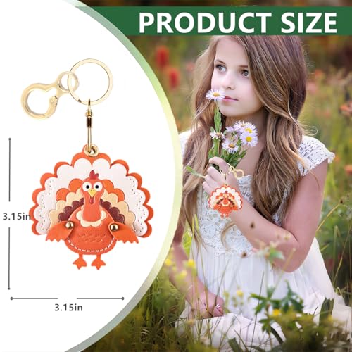 BORKUANA PU Leather Keychain holder Protective Case Compatible with AirTag - color: Turkey C