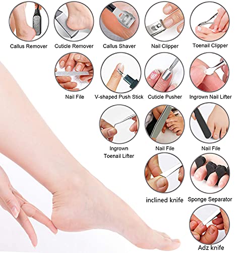 36 in 1 Professional Pedicure Kit, Foot File, Foot Rasp and Callus Remover - style: Black