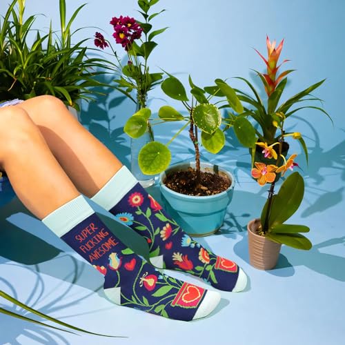 Funny Socks for Women and Teenage Girls, Cute Crazy Unique Novelty Gifts - color: H-flower-b