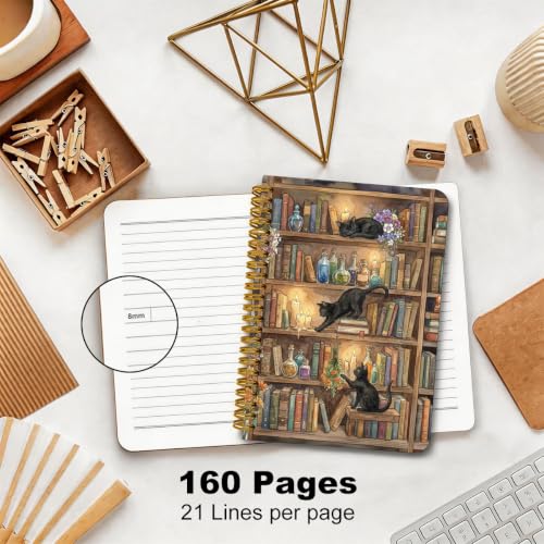 2 Pcs A5 Cute Cat Spiral Notebook for Women, Vintage Cat Journal 160 Pages - color: Multicolour 0200