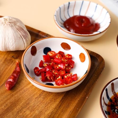 4 Pack 3 oz Small Soy Sauce Dish Ceramic Dipping Sauce Bowls - color: Cyan