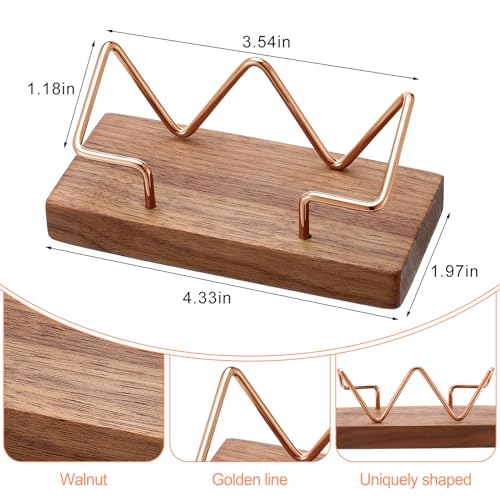 Amyhill 2 Pieces Wood Business Card Holder for Desk,Walnut Color, Rose Gold - color: Walnut Color, Rose Gold