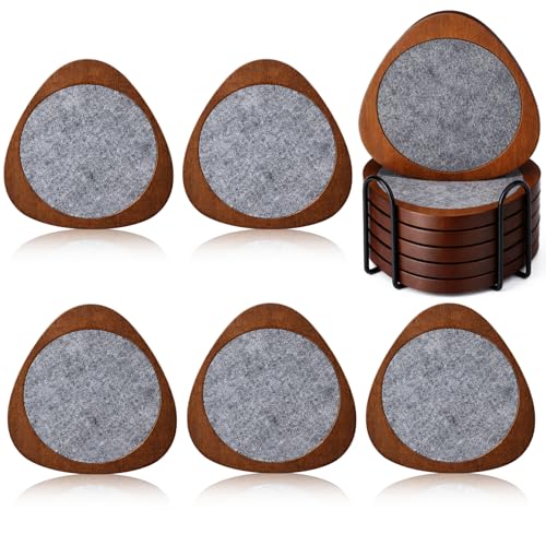 Newtay 6 Pcs Mid Century Modern Coasters Wood Absorbent Coaster,Gray - color: Gray
