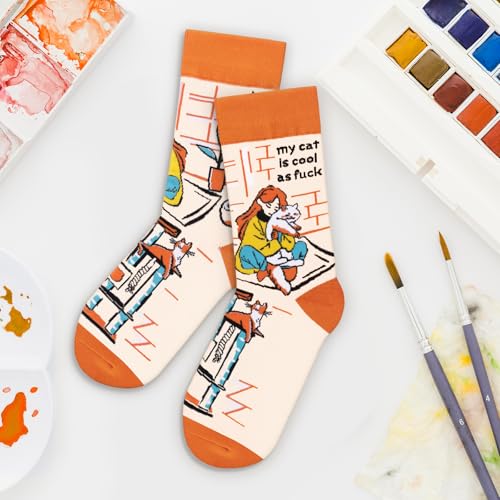 Funny Socks for Women and Teenage Girls, Cute Crazy Unique Novelty Gifts - color: A-cat-4