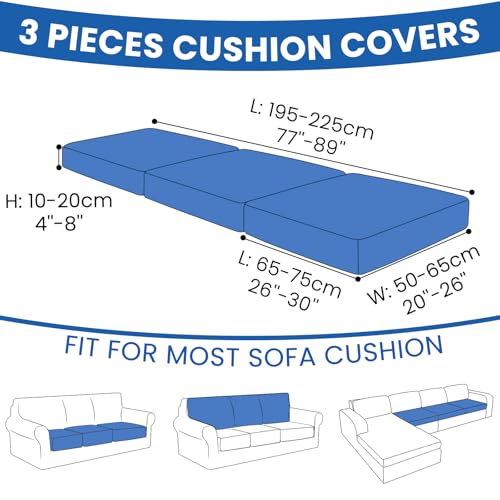 Super Stretch Sofa Cushion Covers (3 Piece, Light Gray) - color: Light Gray, size: 3 Cushion Sofa
