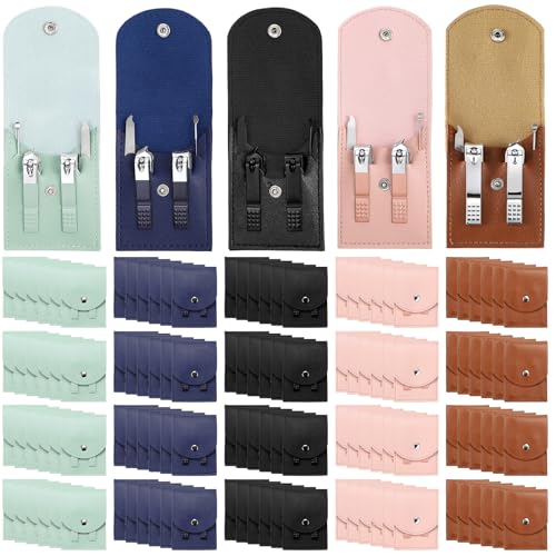 Lasnten 100 Bulk Nail Clipper Set Bulk Manicure Kit Stainless Steel Pedicure Professional Nail Care Kit with Travel Case Portable Grooming for Husband Men Women Family(Multicolor,4 in 1) - color: Multicolor, size: 4 in 1