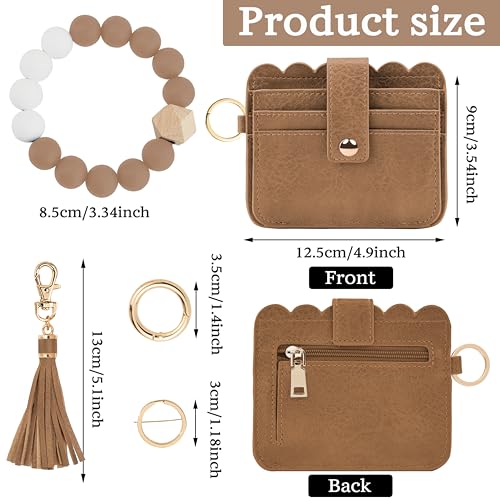 Wristlet Wallet for Women with Keychain – RFID Card Holder Small Wallet Wristlet with Key Ring - color: Camel, style: Classic