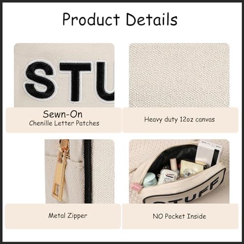 uekeboag Canvas Chenille Letter Stuff Makeup Bag(01Black-Stuff) - color: Black Stuff