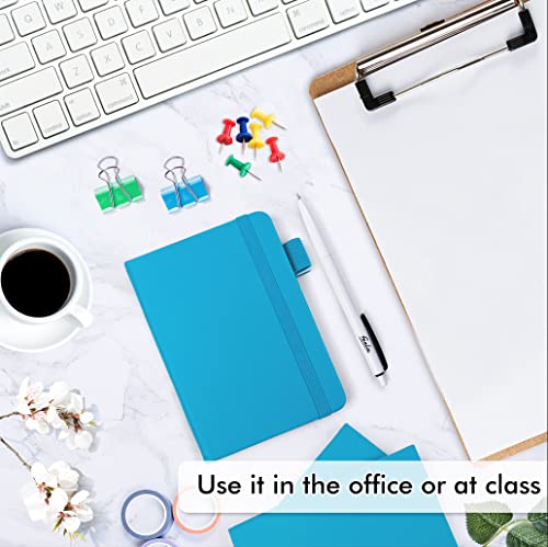 feela 6 Pack Pocket Mini Notebooks Bulk, Small Cute Memo Notepads Hardcover College Ruled Lined Journals with Pen Holder for School Business Work, with 6 Black Pens, 3.5”x 5.5”, A6, Teal - color: 6 Teal