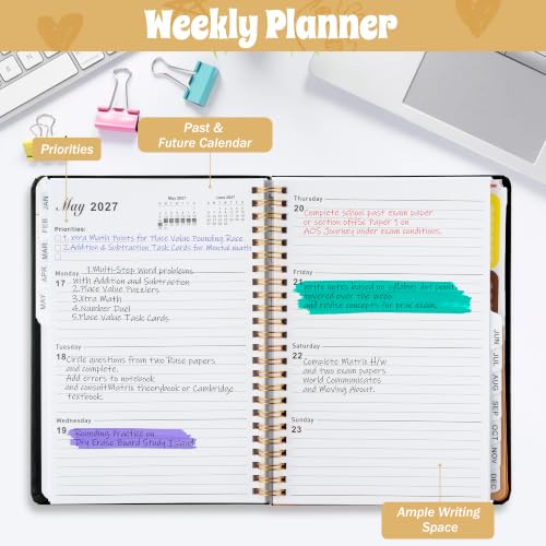 Xqumoi 2027 A5 Planner Funny Skeleton Skull Weekly and Monthly Planner Gift - color: Black Skeleton 2027, size: A5