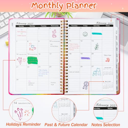 Xqumoi 2027 A5 Planner Rainbow Swear Words Weekly and Monthly Planner Gift - color: Rainbow 2027, size: A5