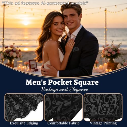 Handkerchiefs for Men with Holder Vantige Pocket Squares for Men - color: Black