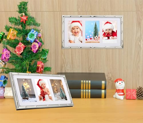 YiPinYin 3-2x3'' Silver Multi Metal Picture Frames 3 setion frame 2pack, Bamboo Detail Silver Plated Nurse Photo Frames 3-2x3'' Baby frames With Soft Velvet Backing for Desktop and Wall Décor - color: Silver, size: 3-2x3Inch 2PK