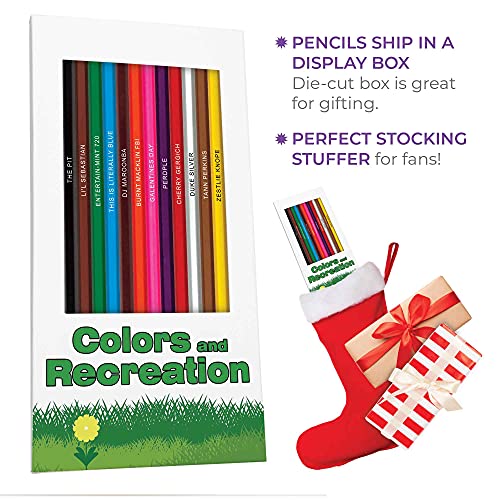 Colors & Recreation-Themed Colored Pencil Set for Fans of Parks & Rec | Set of 12 Parody Pencils with Clever Show References | Each Pencil Foil-Stamped with Fun Quotes | Ideal Gift - style: Parks and Recreation