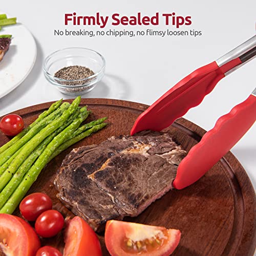 U-Taste Kitchen Tong for Cooking, 600ºF Heat-Resistant Silicone, 9in/Red - color: Red, size: 9 inch