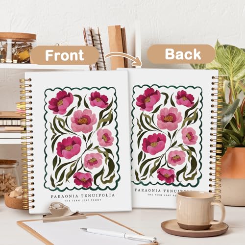 MOFUYU Floral Notebook Journal for Women,Plant Hardcover Spiral Notebook - color: white(Bible-1)