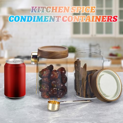 Glass Coffee Jars with Scoop Glass Jar Airtight Lid Seasoning Containers Glass Spice Jar Pantry Storage Containers for Kitchen Sugar Coffee Bean Nuts Cookies Herbs (900ml/30oz-2 pack -with spoon) - color: 900ml/30oz-2 pack -with spoon