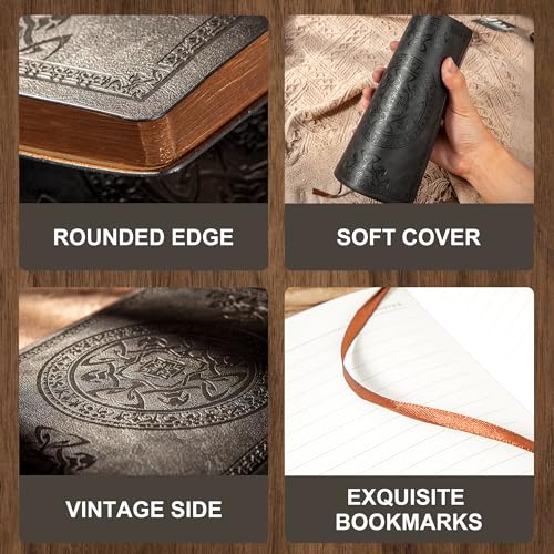 CAGIE Journal for Men Women Leather Vintage Diary Journaling Notebook Black - color: A-Black, size: A5