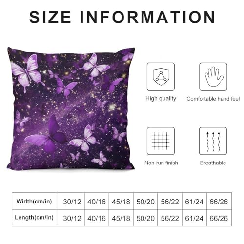 Romantic Dream Butterfly Pillow Covers Purple Butterfly Golden Glitter Home Decor Sofa Bedroom Cushion Outdoor Indoor Decorations 16 "x16 - color: Butterfly-8, size: 16" x 16" (Pack of 2)