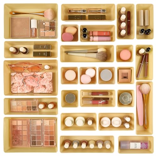 Vtopmart 25 Pack Plastic Drawer Organizers with Anti-slip Rubber Pads - color: Beige