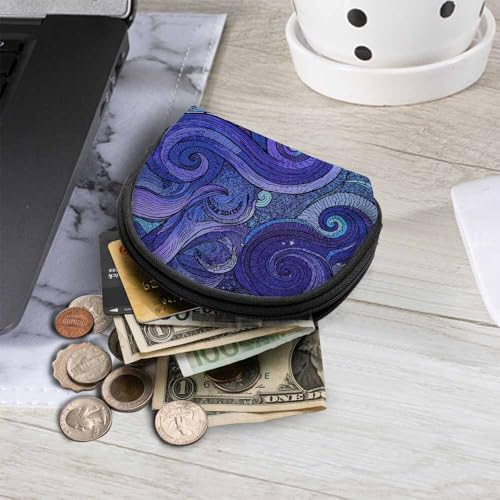 IBILIU Small Coin Purse Ocean Inspired Graphic Paisley Swirled Mini Wallet Coin Pouch Change Purse For Women Men - color: Coinp-007