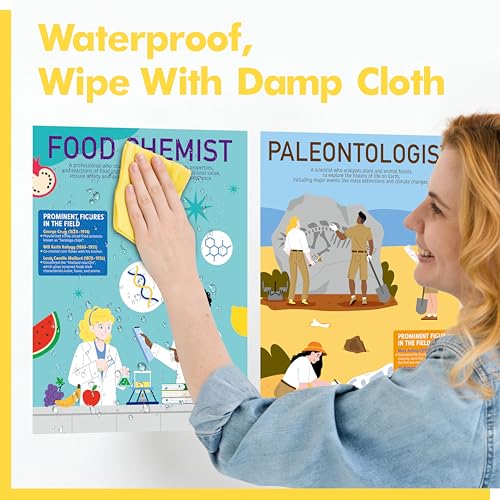 Gethelud 17 Career in Science Posters, PET Laminated Learning Poster, Educational Science Charts For Middle & High School, Great Wall Decor For Classroom, Bulletin Board, Room, 11”x14.4” - color: 17 Career in Science Posters