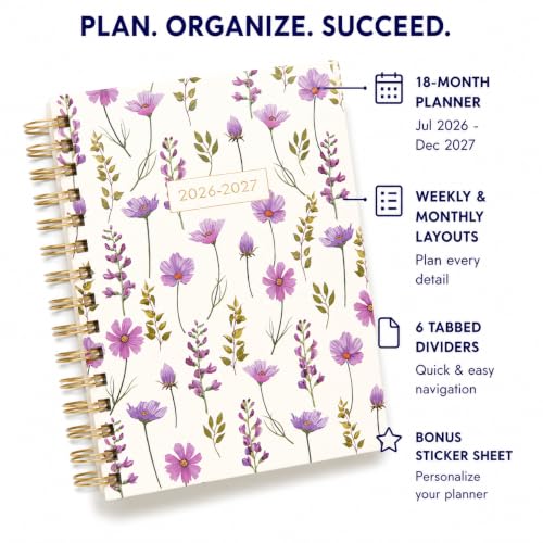 WORLD TRAVELER Academic Planner School Organizer Jul 2026-Dec 2027, 7"x9" - color: Magenta Garden