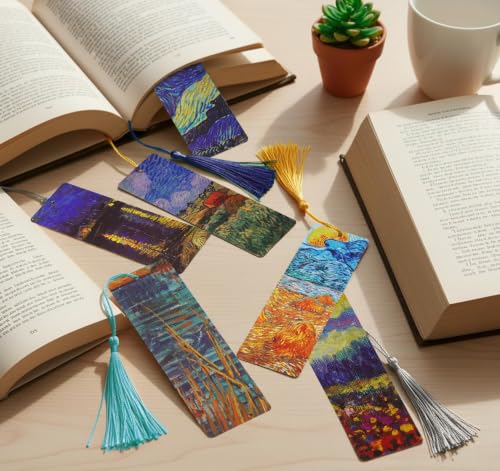 Bookmarks, 7 Pieces Oil Painting Bookmark with Tassel