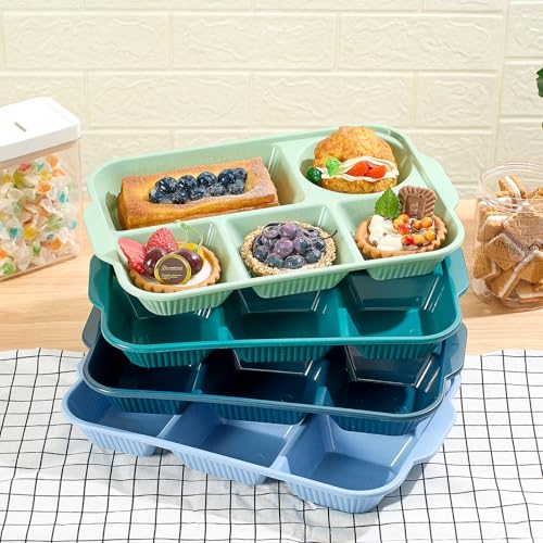 Pinkunn 8 Pcs 13'' Divided Plates for Adults Wheat Straw, Retro - color: Retro